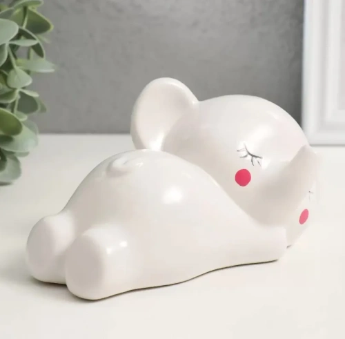 Копилка спящий белый слоненок 16*8*7,5см 9735369